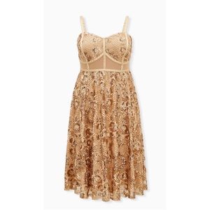 New Torrid Gold Mesh Embroidery & Sequin Midi Dress Size 14 nude 2020 NYE party